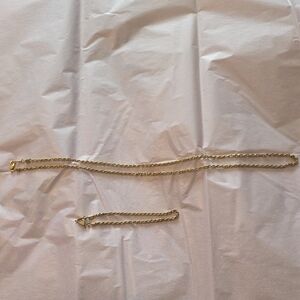 Elegant Gold Chain Necklace and Bracelet Set